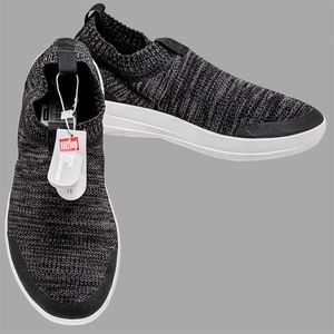 FITFLOP WOMENS UBERKNIT  KNIT FLATS SNEAKERS GRAY BLACK US 7.5 EU 38.5 NEW